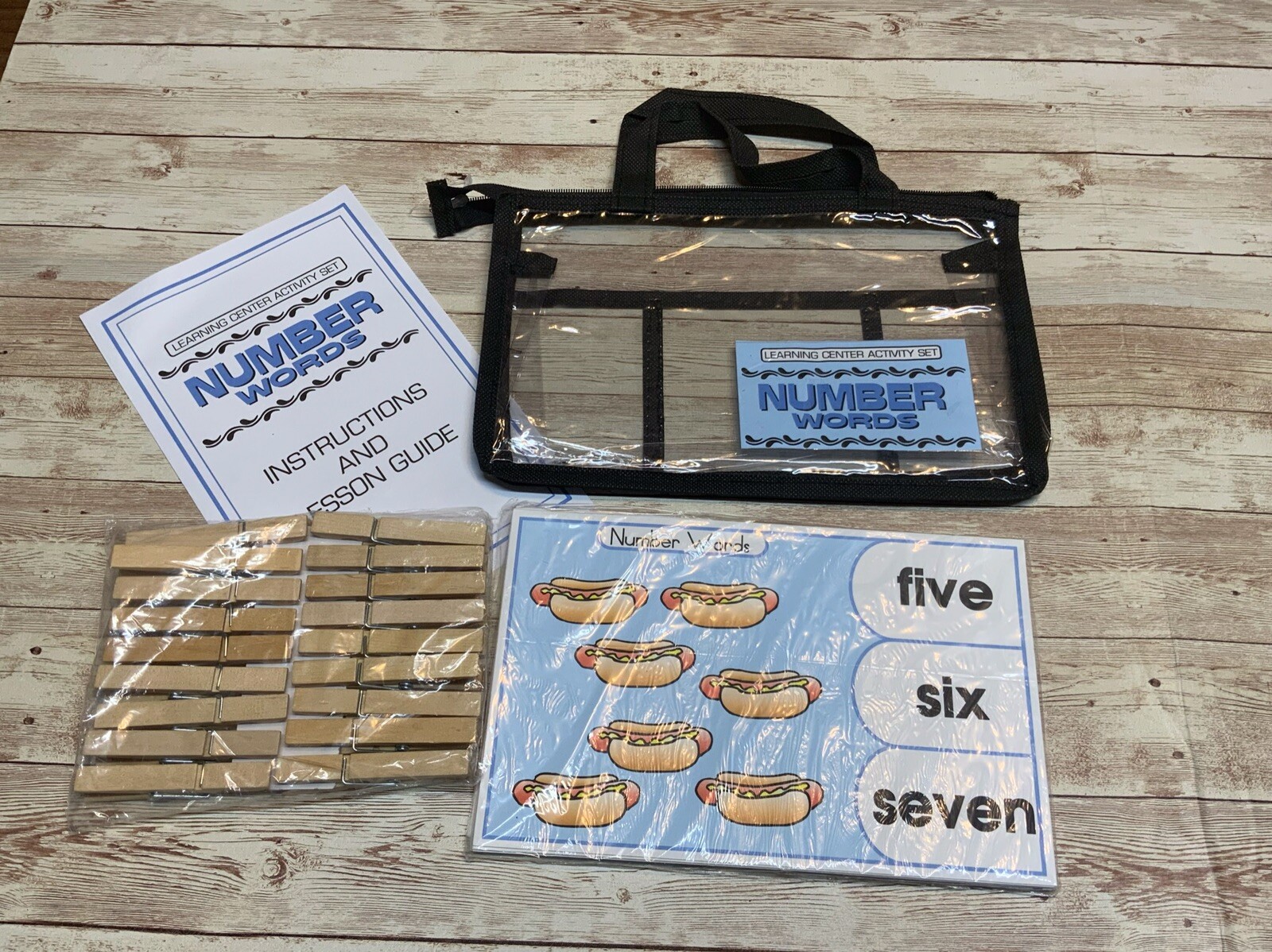 Learning Center Activity Set- Number Words – Clothespin Learning Center