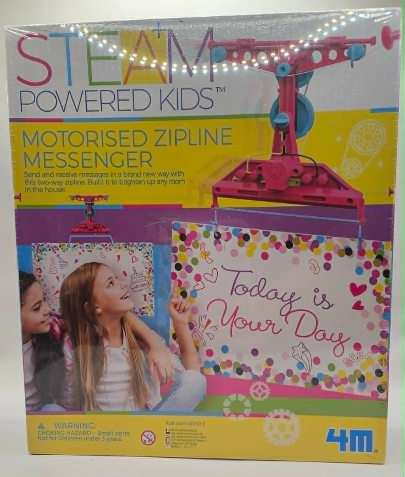 4M STEAM Powered Kids Motorised Zipline Messenger -NEW SEALED Damaged box