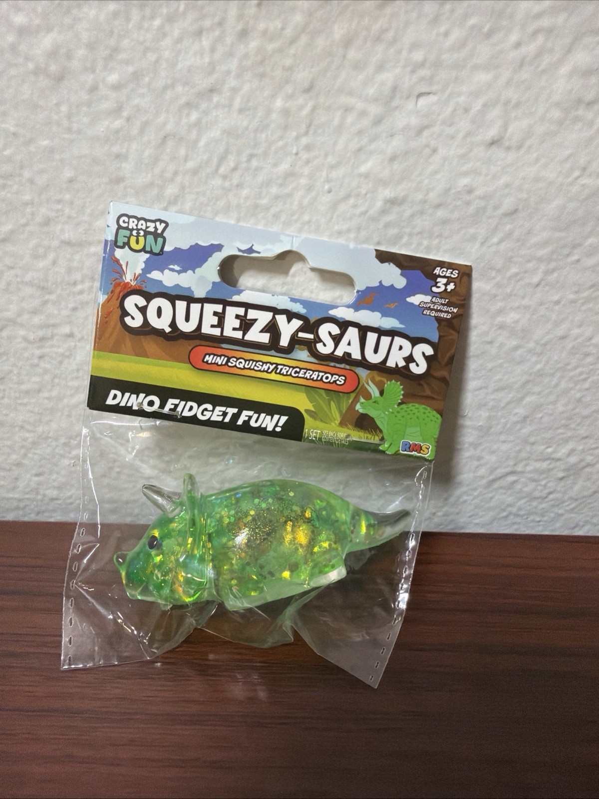 NEW! CRAZY FUN x RMS | SQUEEZY-SAURS | Green Glitter Color! | 100% AUTHENTIC!