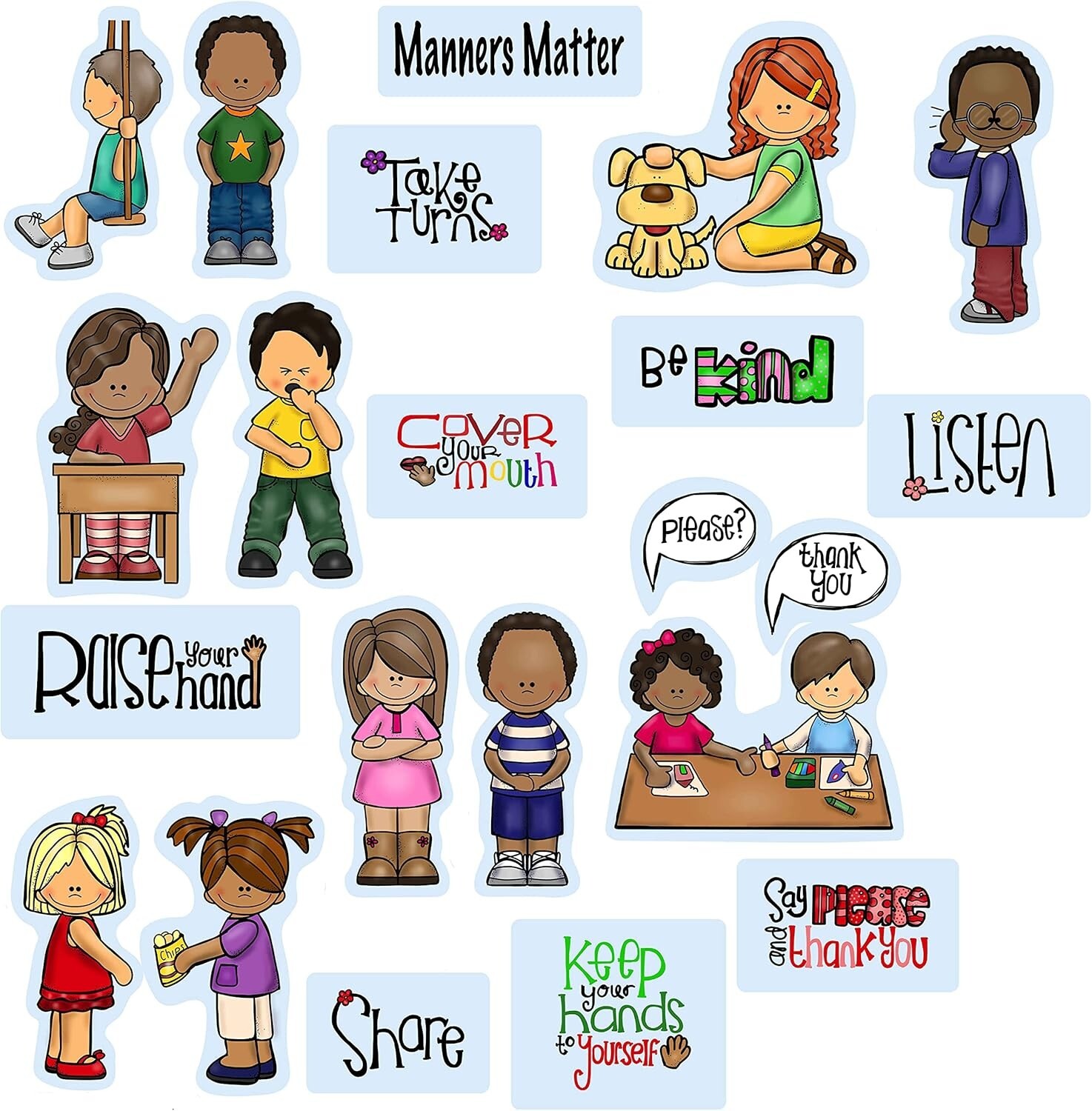 Manners Matter Felt Figures for Flannel Board Interactive Teaching Aide for Kids