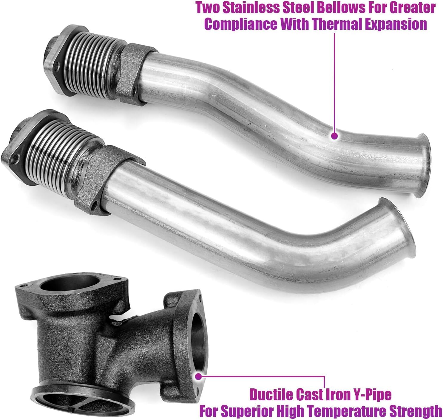 Turbo Diesel Exhaust Manifold Bellowed Up Pipes Kit Compatible with Ford