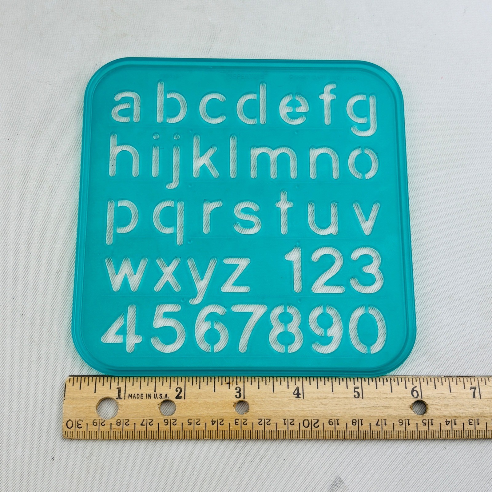 Vintage Tupperware Alphabet Carry Case 5 Stencil Lot Yellow ABC Pencil Lunch Box