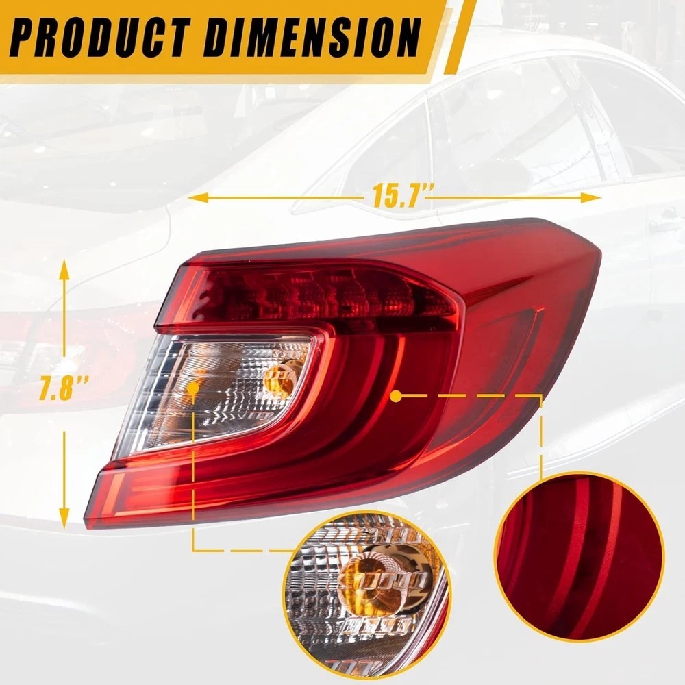 18-21 Honda Accord LED Tail Light Inner Left Driver Side 34155TVAA01 HO2802119