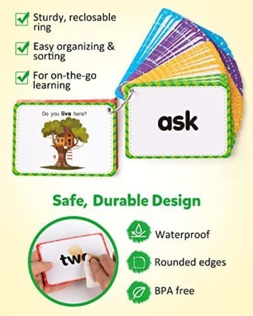Sight Words Educational Flashcards – 220 Dolch Sightwords Game with Pictures