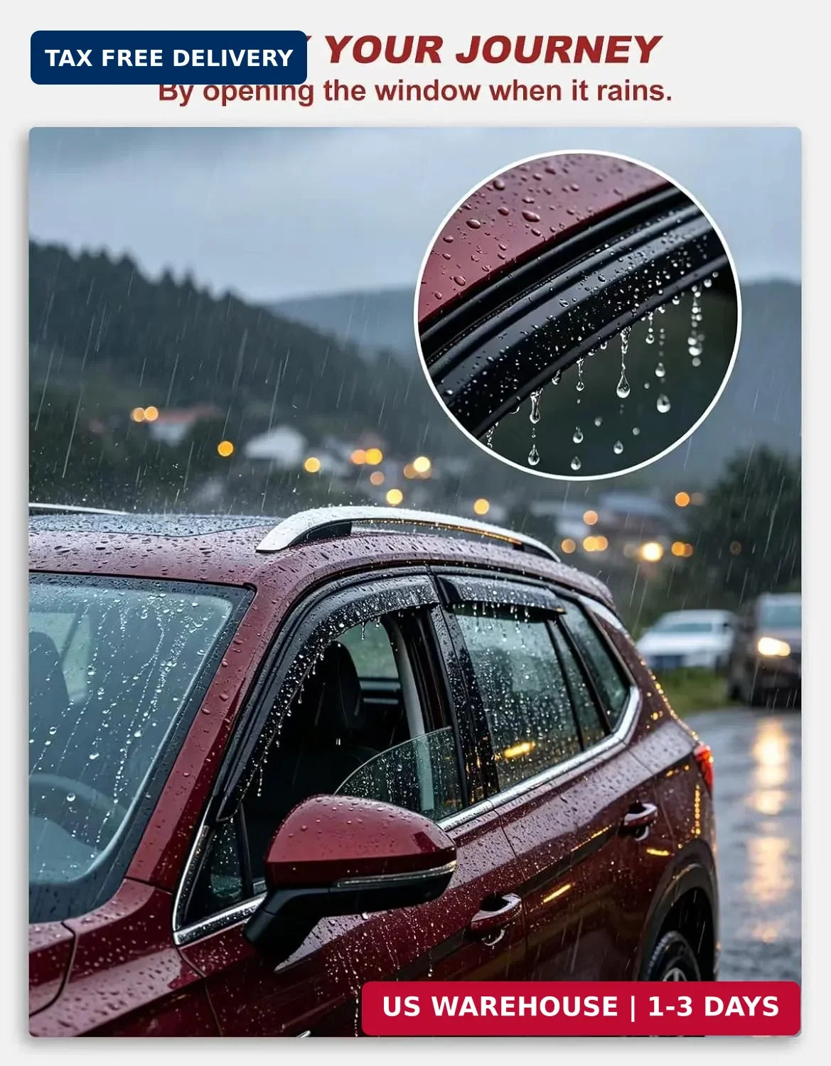 6pcs Outside-Mount Window Rain Guards Fit for 2011-2021 Jeep Grand Cherokee, Ext