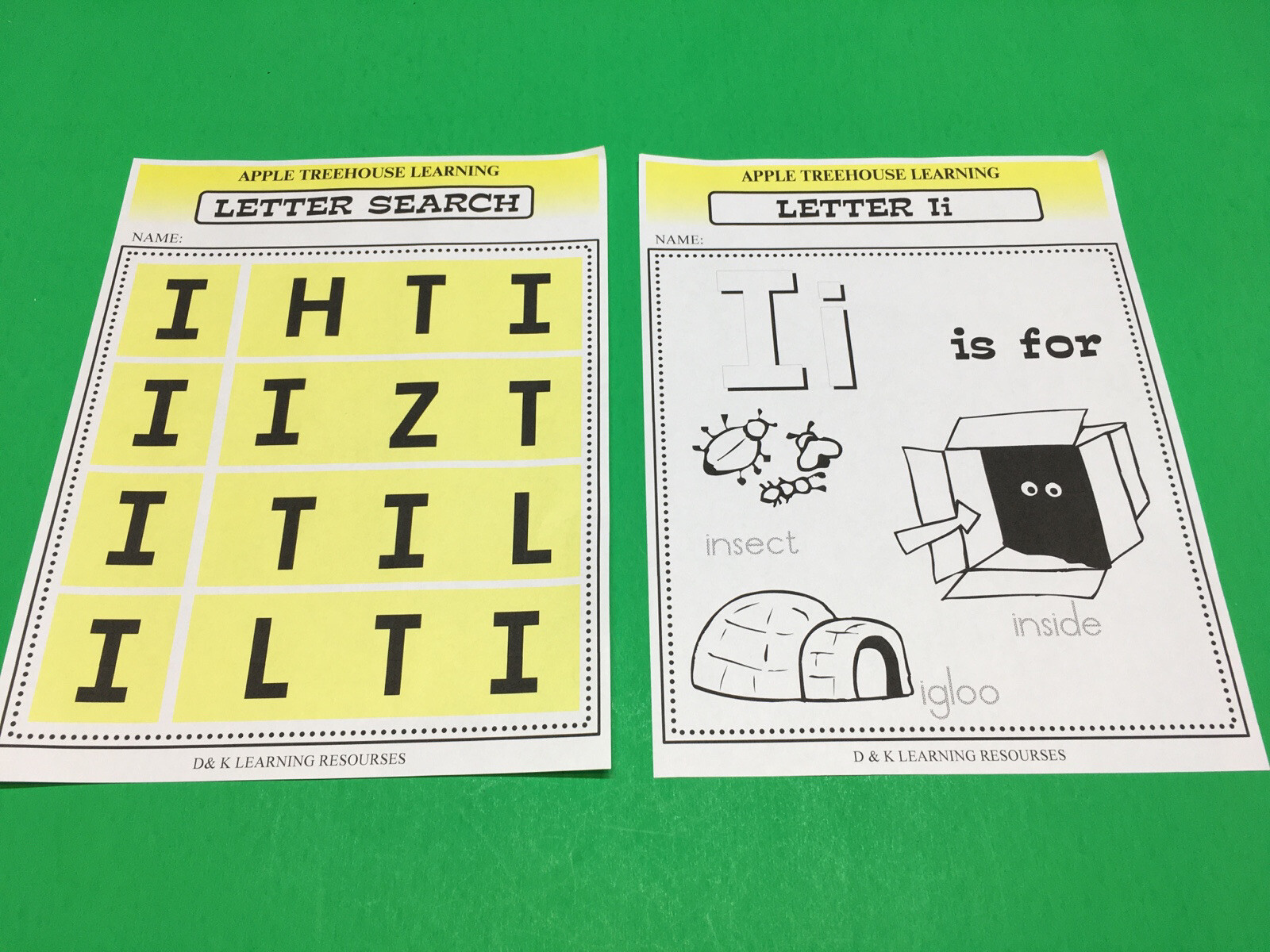 Letter Ii – Apple Treehouse Worksheets – Preschool Teaching supplies 20pgs