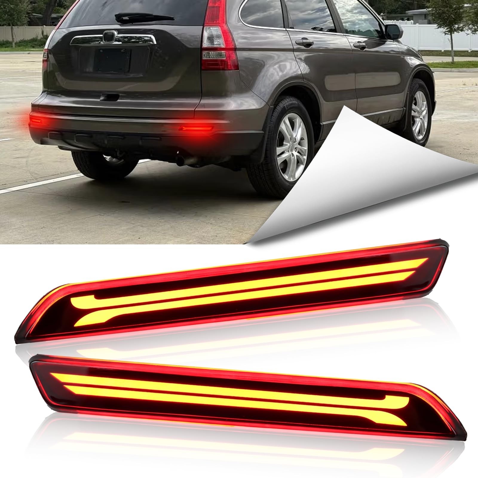 Full LED Rear Bumper Reflector Lights Kit for Honda CRV CR-V 2010 2011 Tail L…