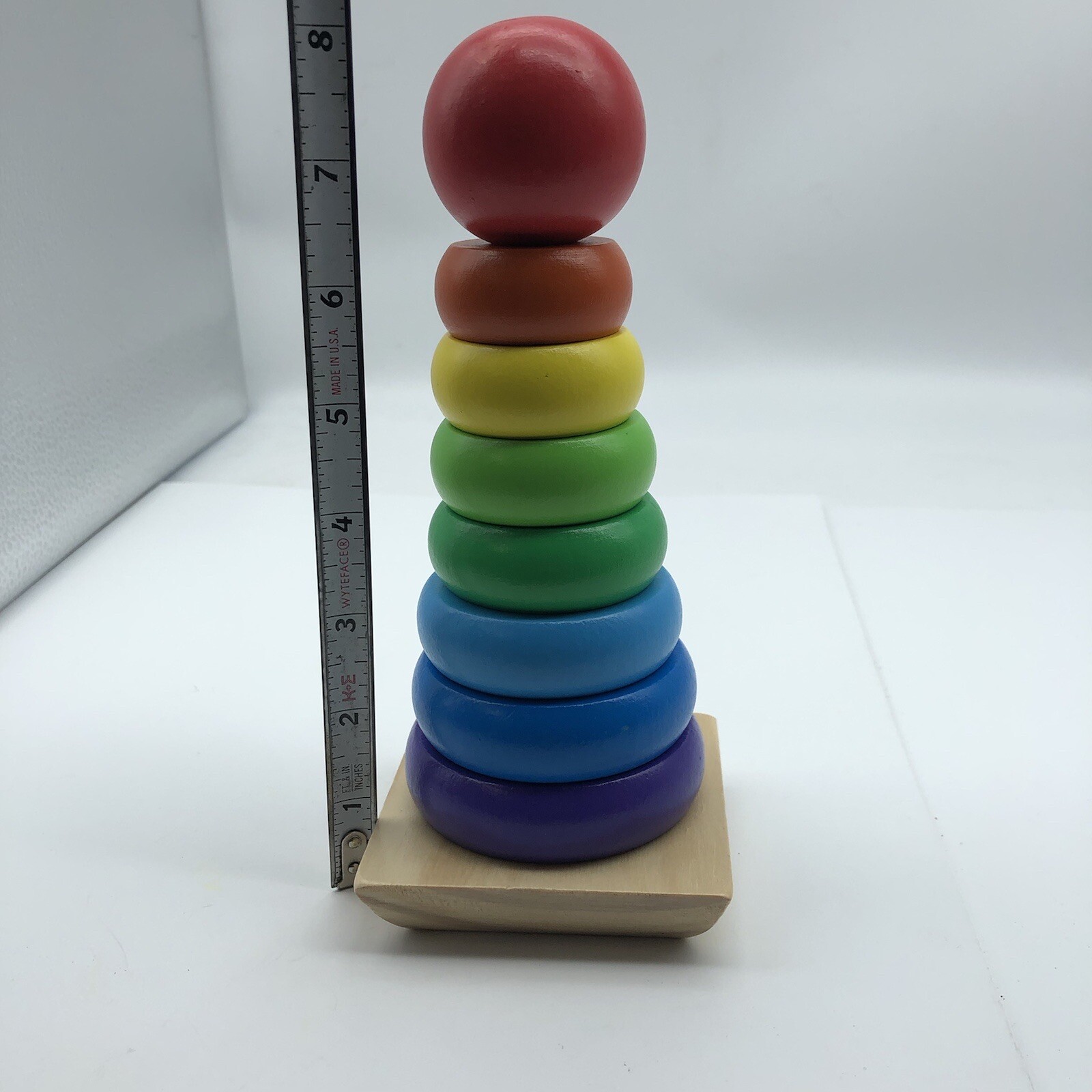 Melissa Doug Wood Toy Rainbow Stacker Rings Toddler Baby Educational