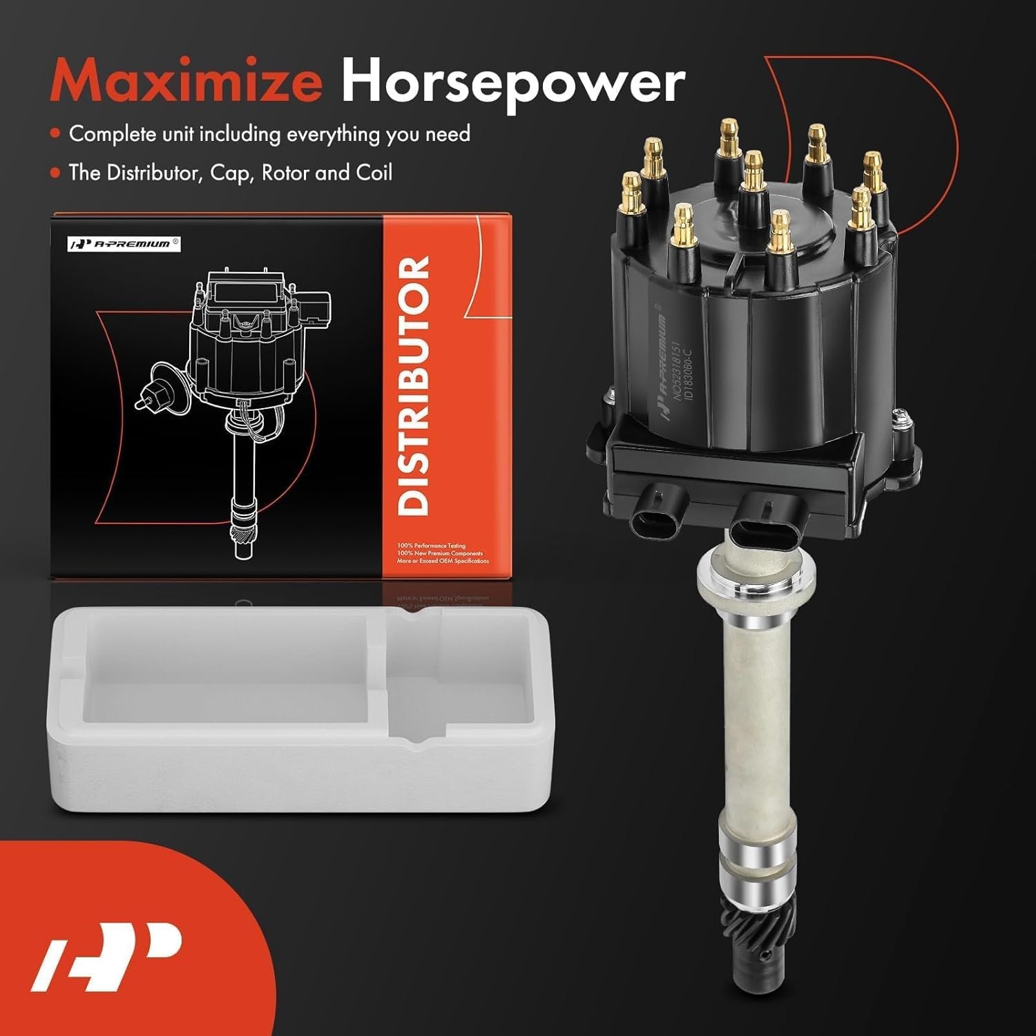 A-Premium Ignition Distributor with Cap and Rotor Compatible with Chevy, GMC Veh
