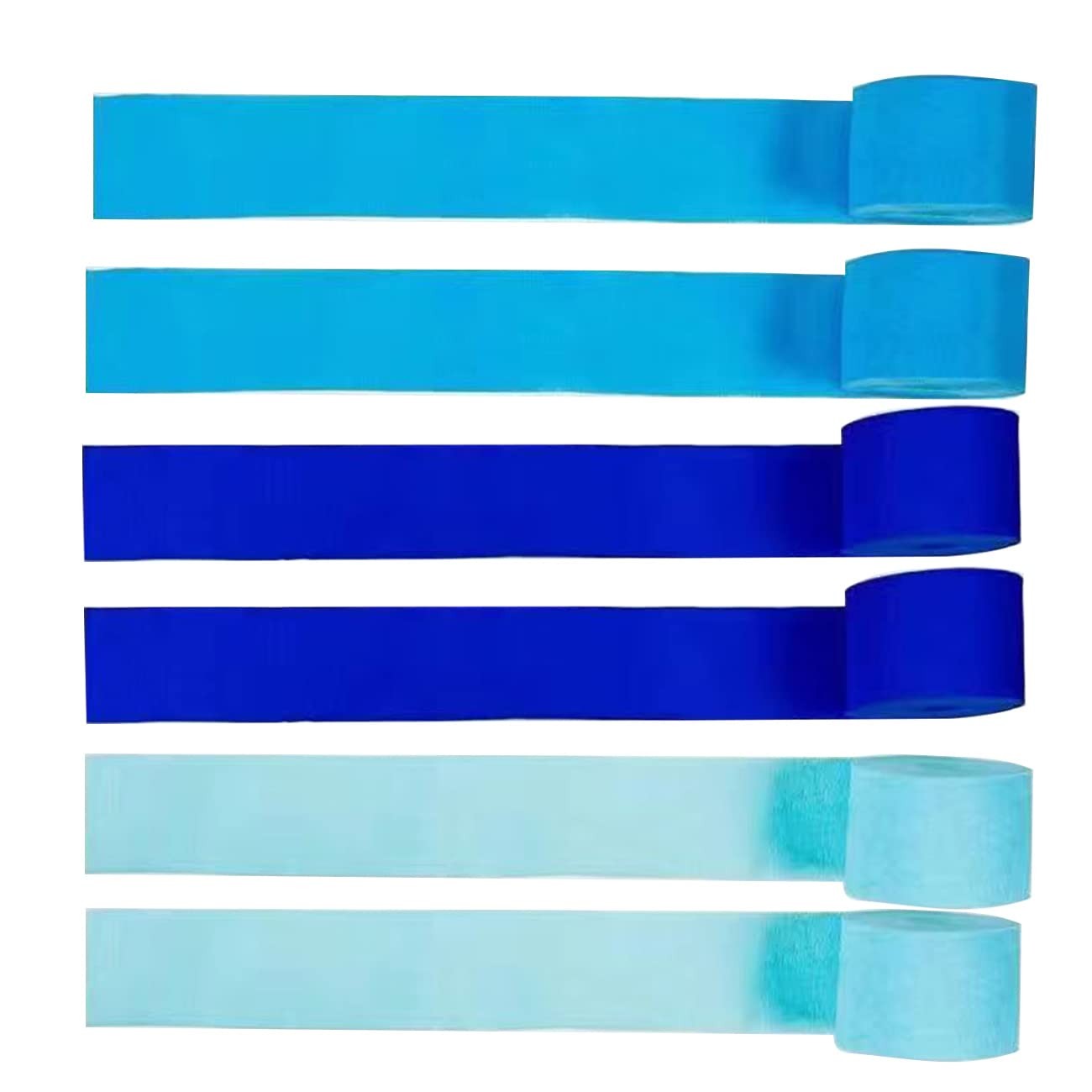 BRZIKWT Crepe Paper Streamers 6 Rolls Blue Lagoon, Royal Blue, Dark