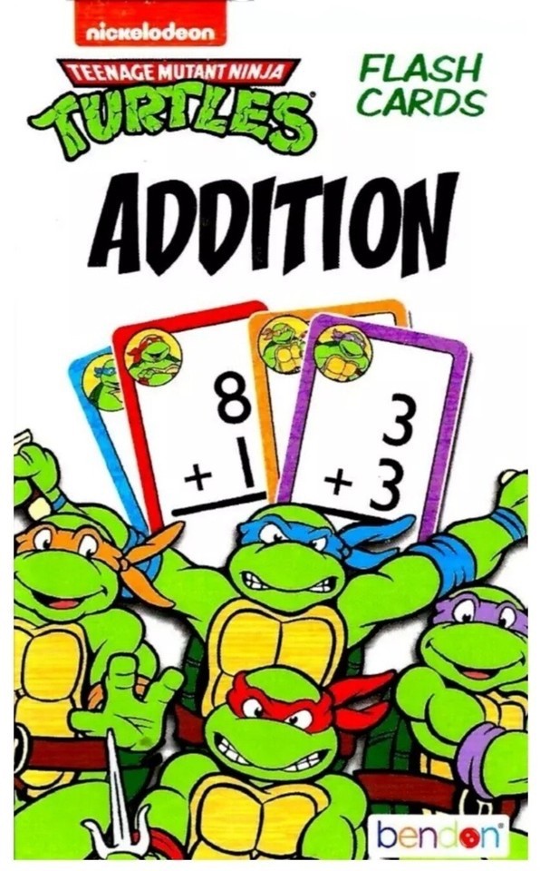 (36) Addition FLASH CARDS Box Math TMNT NICKELODEON Teenage Mutant Ninja Turtles