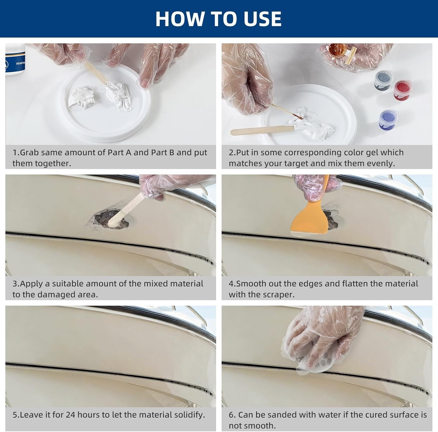 Fiberglass Boat Repair Kit (Color Match), Gel Coat Repair Kit for Boats, Marine