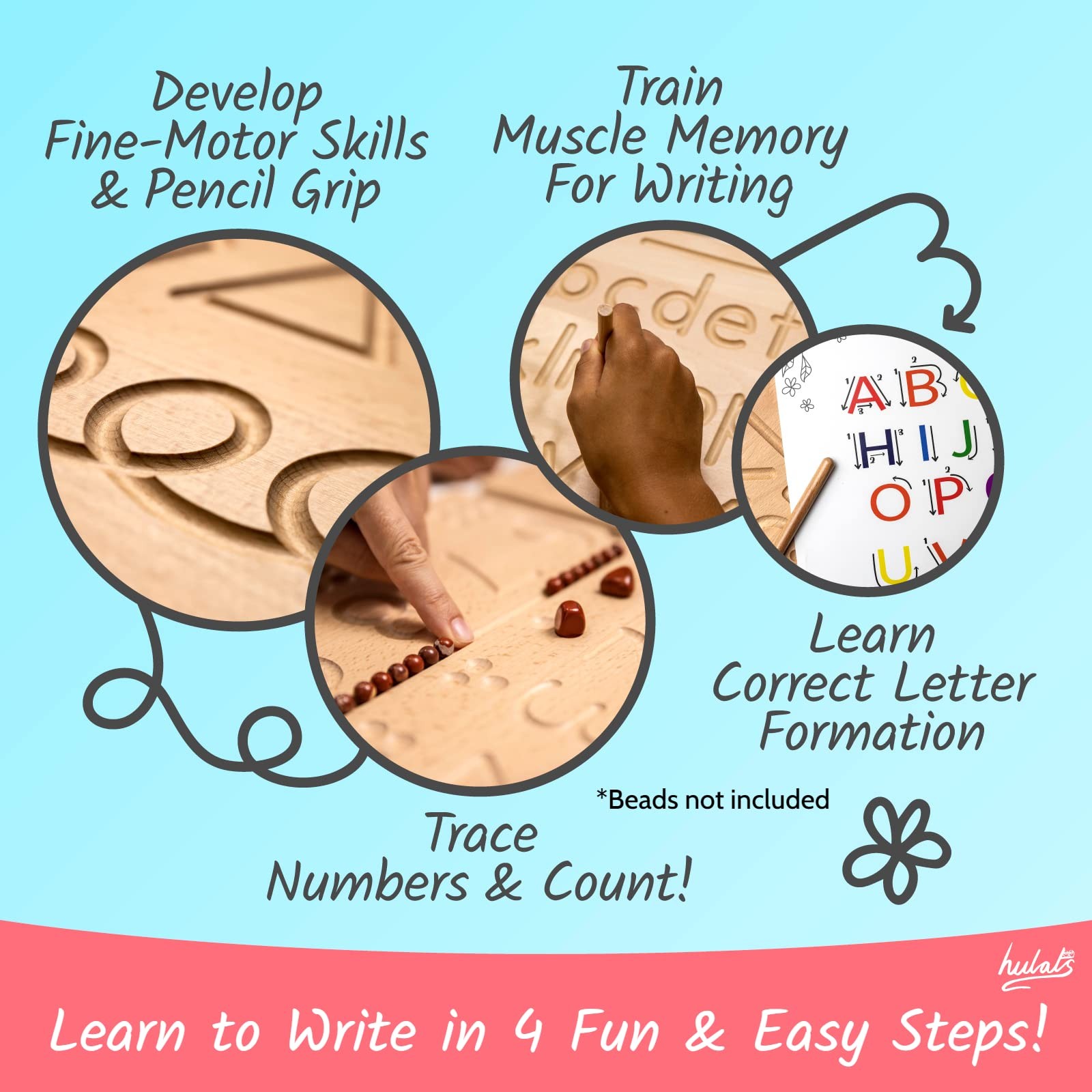 Learn to Write – Number & Letter Tracing Boards for Ages 3-5 – Wooden Alphabe…