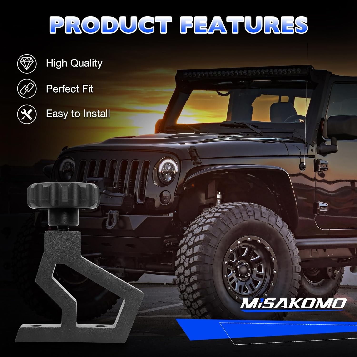 High Lift Jack Mounting Bracket, 11586.04 Off-Road Jack Hood Mounting Bracket