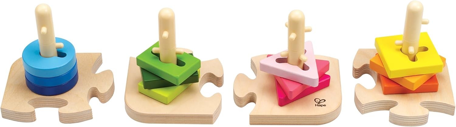 Creative Peg Puzzle by Hape Wooden Stacker Peg Problem-Solving Puzzle for Todd