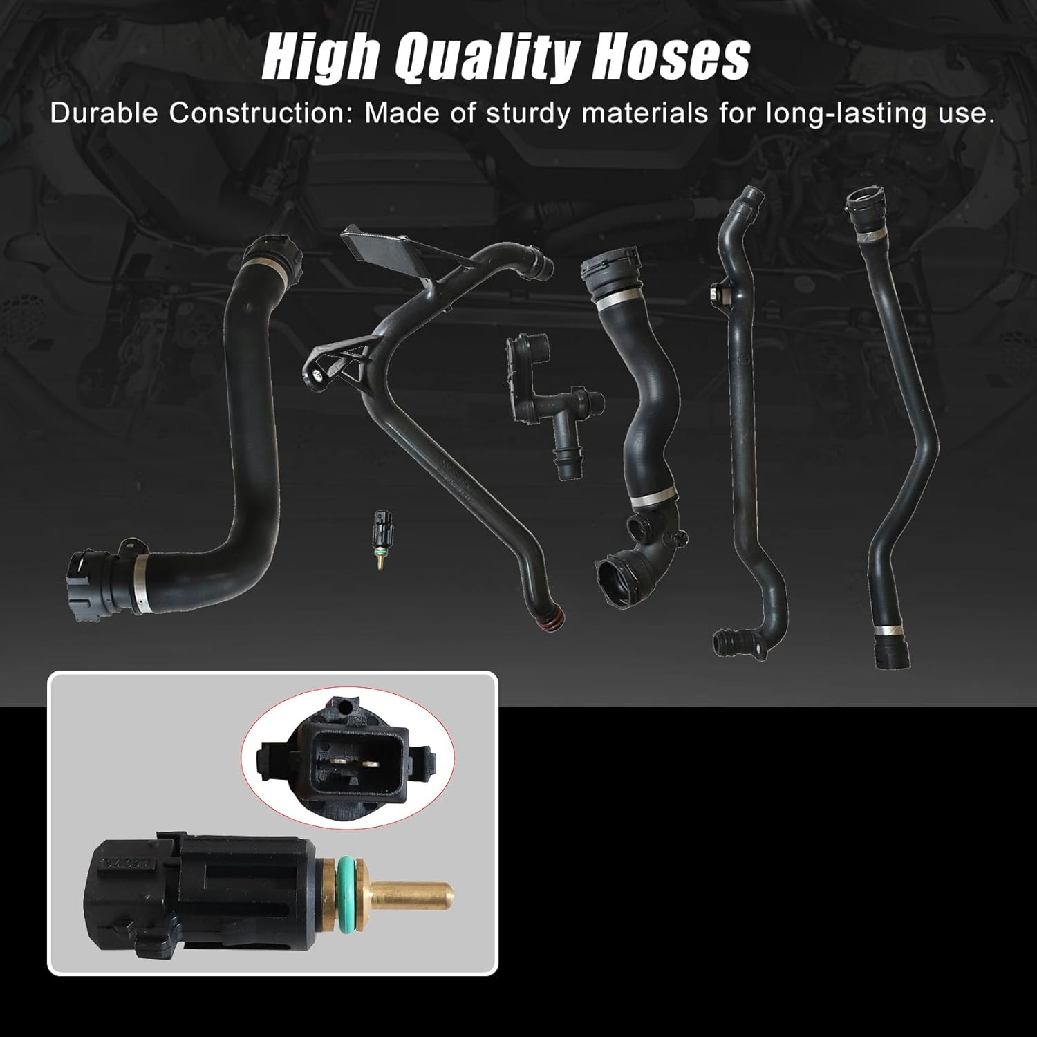 7Pcs Set Expansion Tank Coolant Radiator Hose Kit Compatible with BMW 325Ci 325I