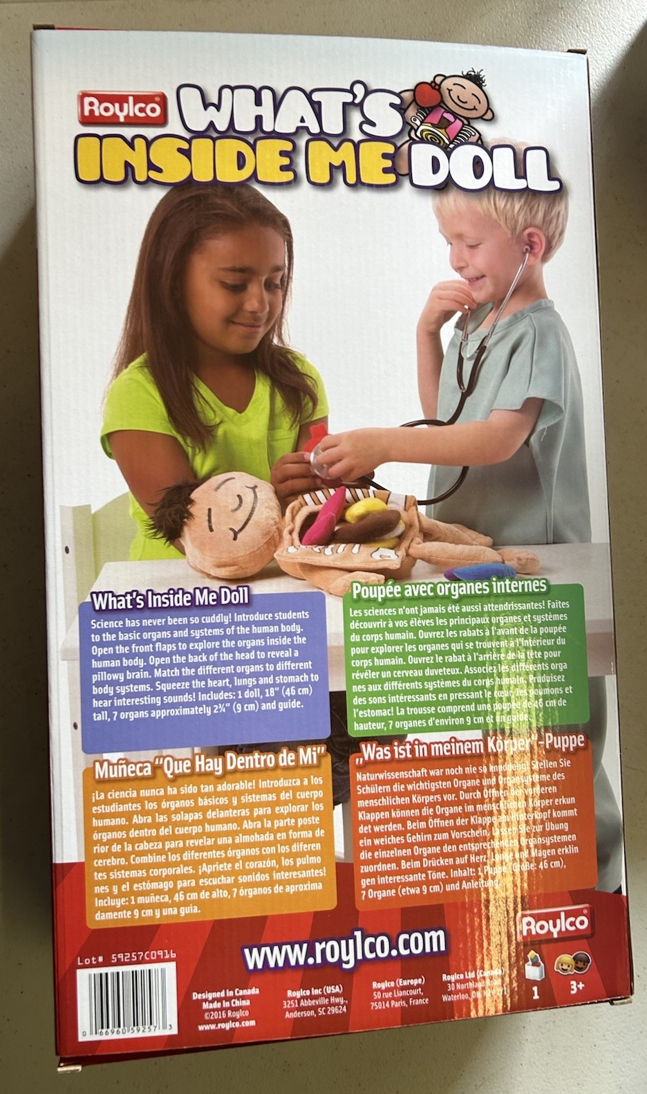 Roylco What’s Inside Me Doll Educational Science Anatomy Home School Teacher NEW