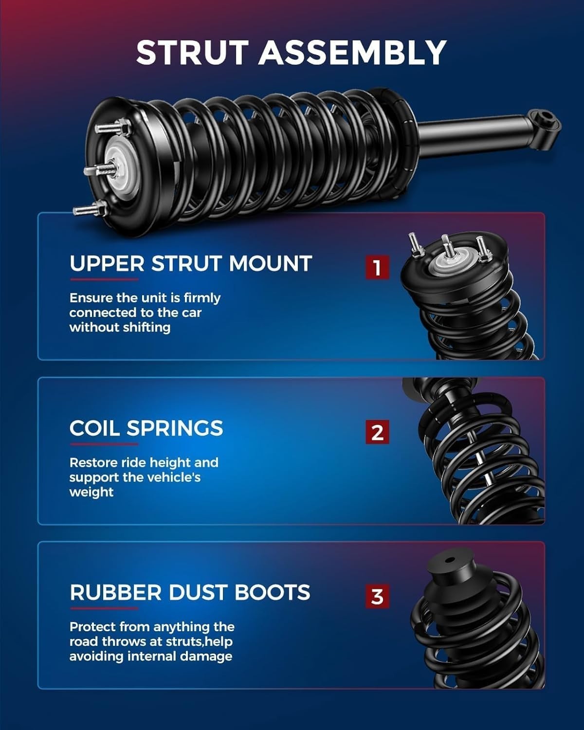 KAX Front Struts for Volkswagen Jetta 2005-2018, Beetle 2012-2019, Golf 2010-201