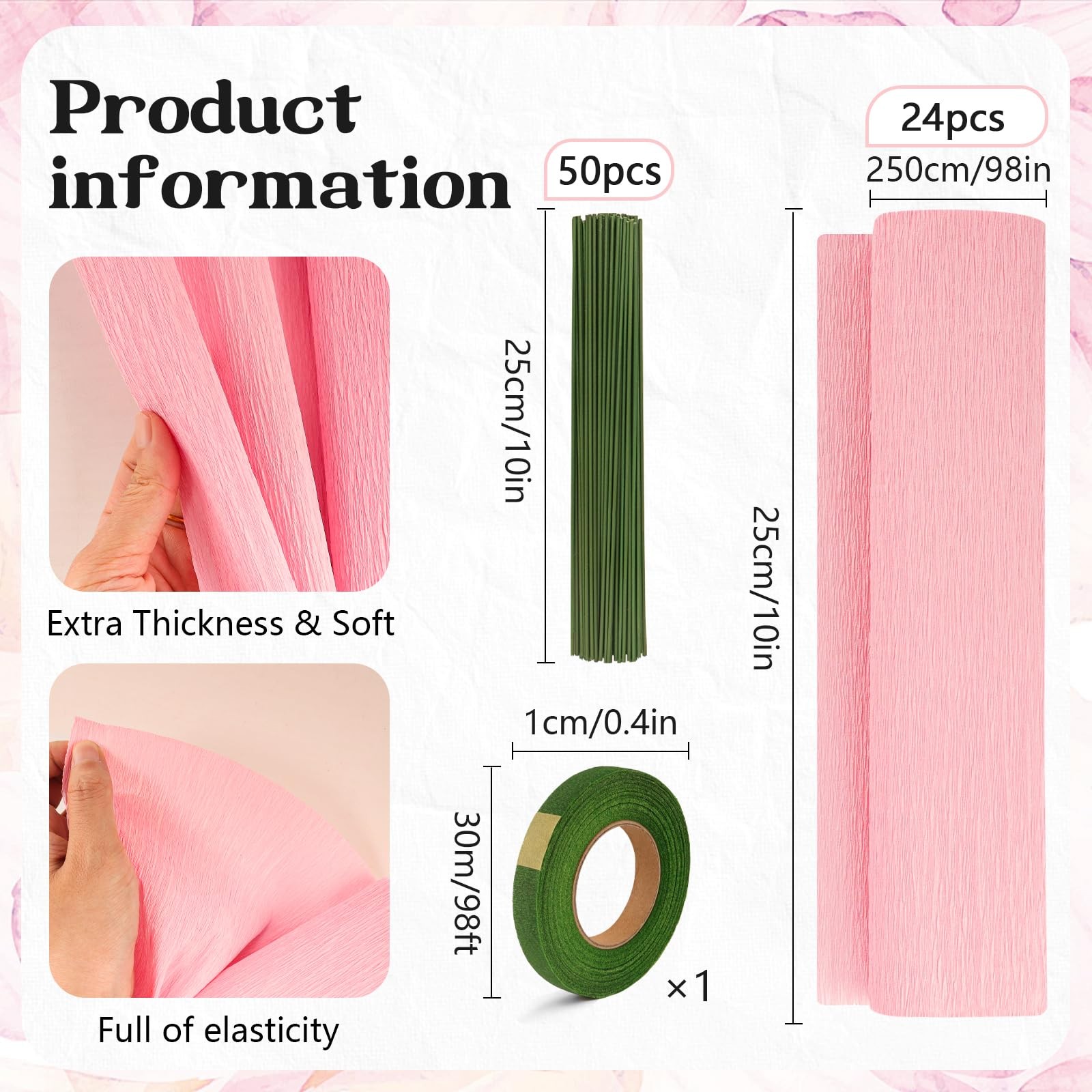 24 Colors Crepe Paper Rolls 10 x 98 Inch multicolored-24 paper