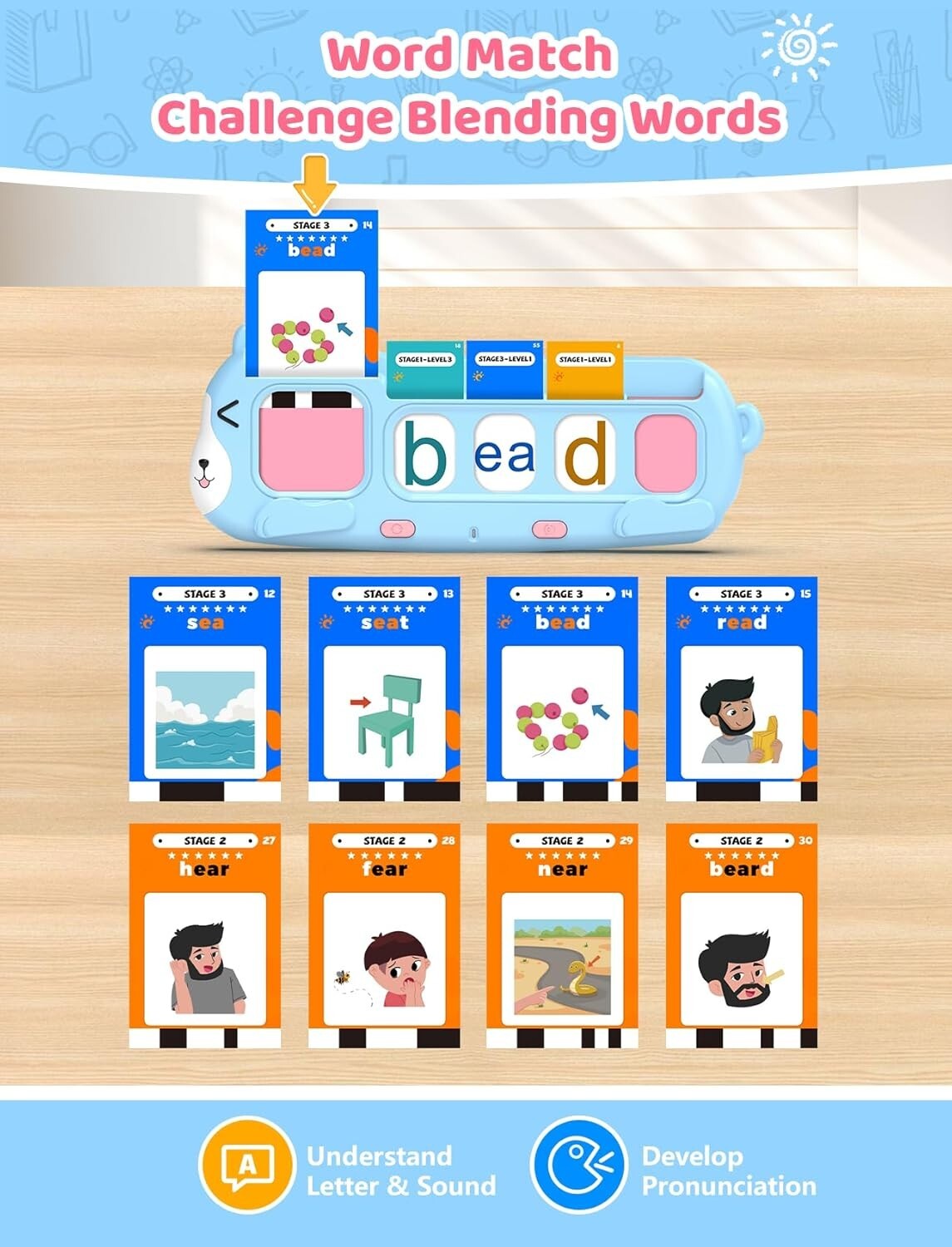 Portable Phonics Flash Cards with Math Games for Home School Learning Ages 3-8