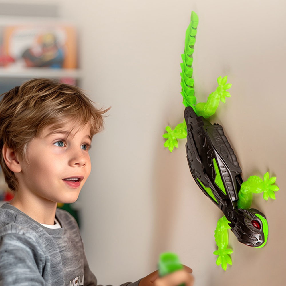 Rechargeable Wall Climbing Robot Gecko Toy | Remote Control Lizard with LED Eyes