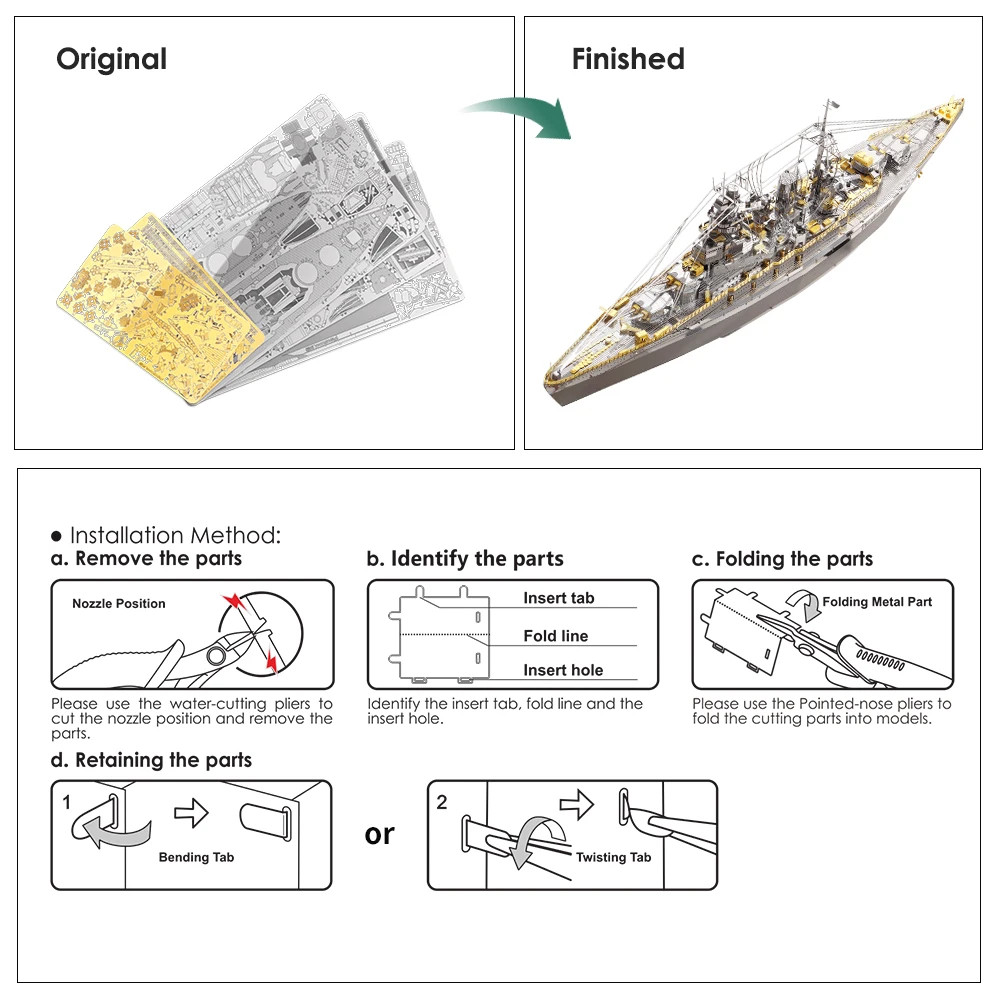 3D Metal Puzzle Battleship Model Building Kits Boat Teens Brain Teaser Gift