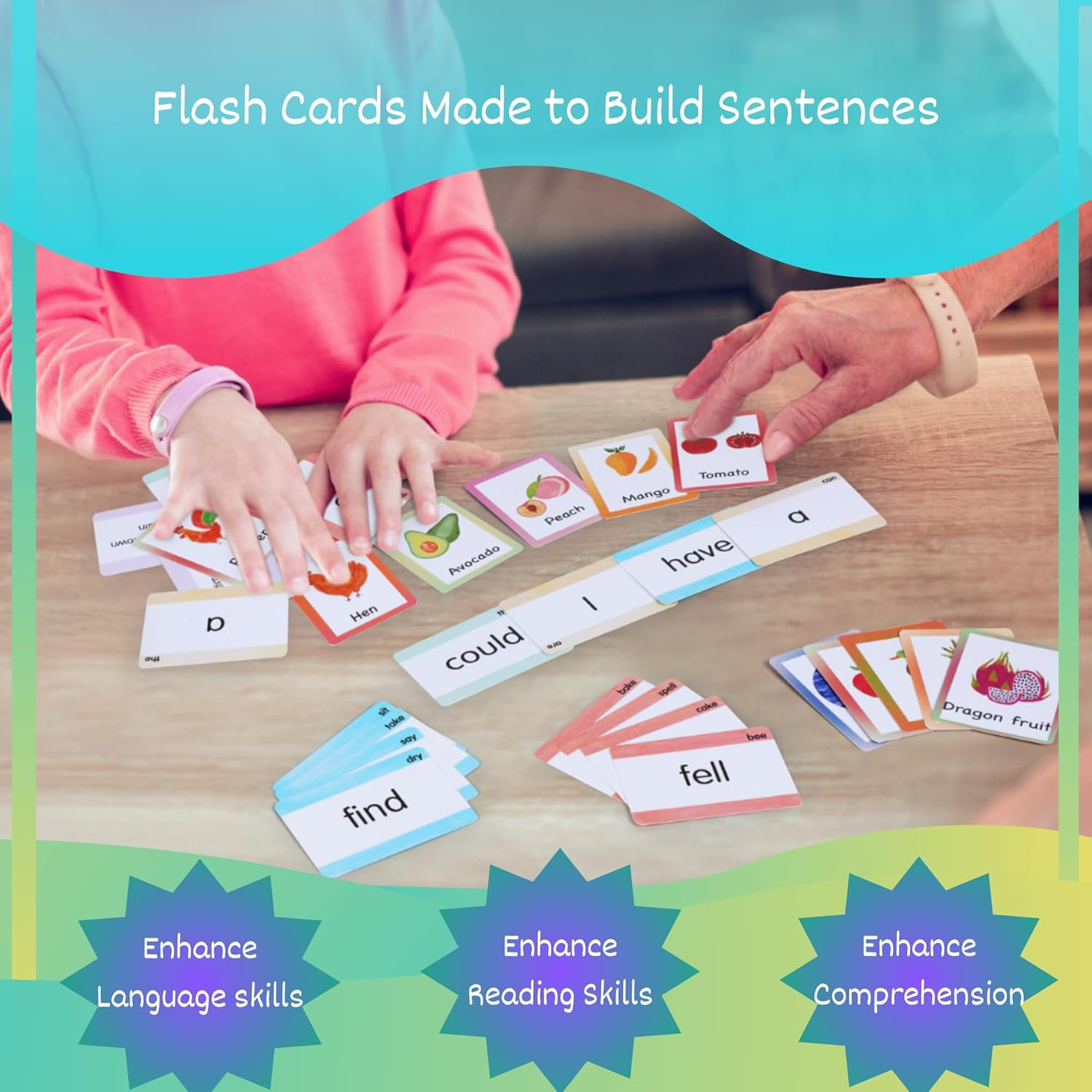 Sight Words Flash Cards Kindergarten | Picture Flashcards 500 Words | Phonics Bl