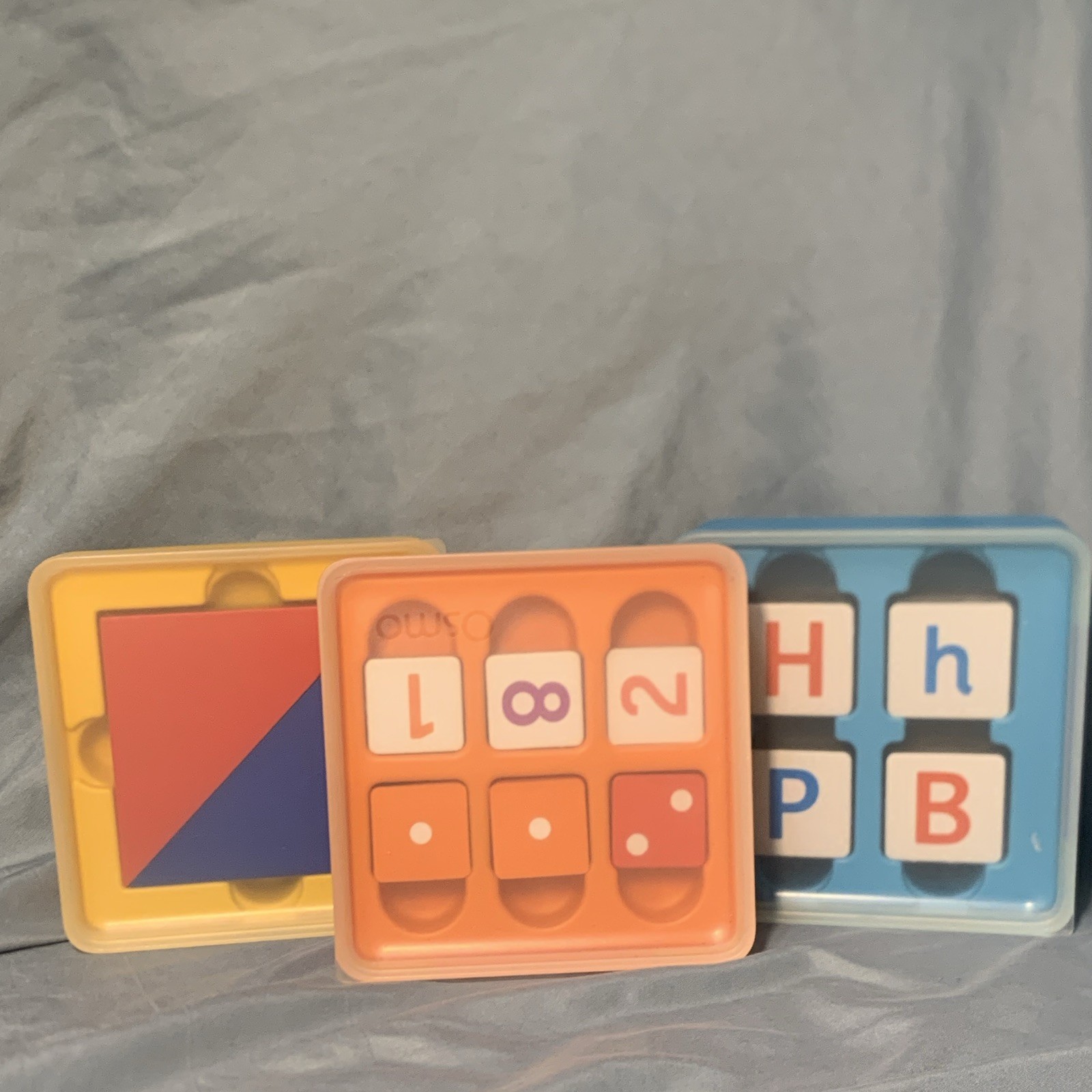 OSMO Tangrams, Numbers, Words Math Educational Toy Set w/ Storage Boxes Plastic