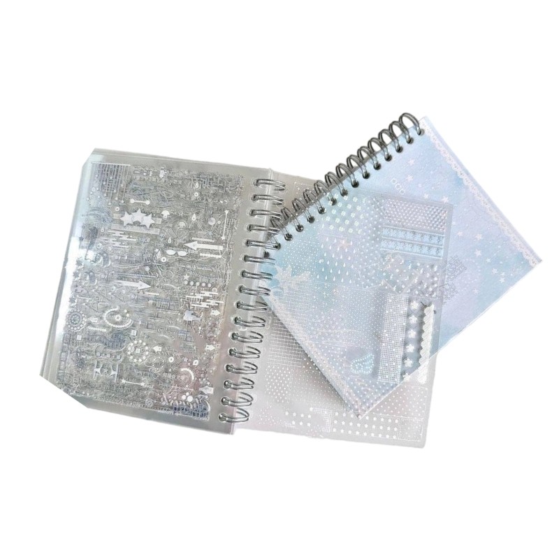 32 Sheets Clear Sticker Set Twin Coil Binding Sticker Book For Journals Notebook