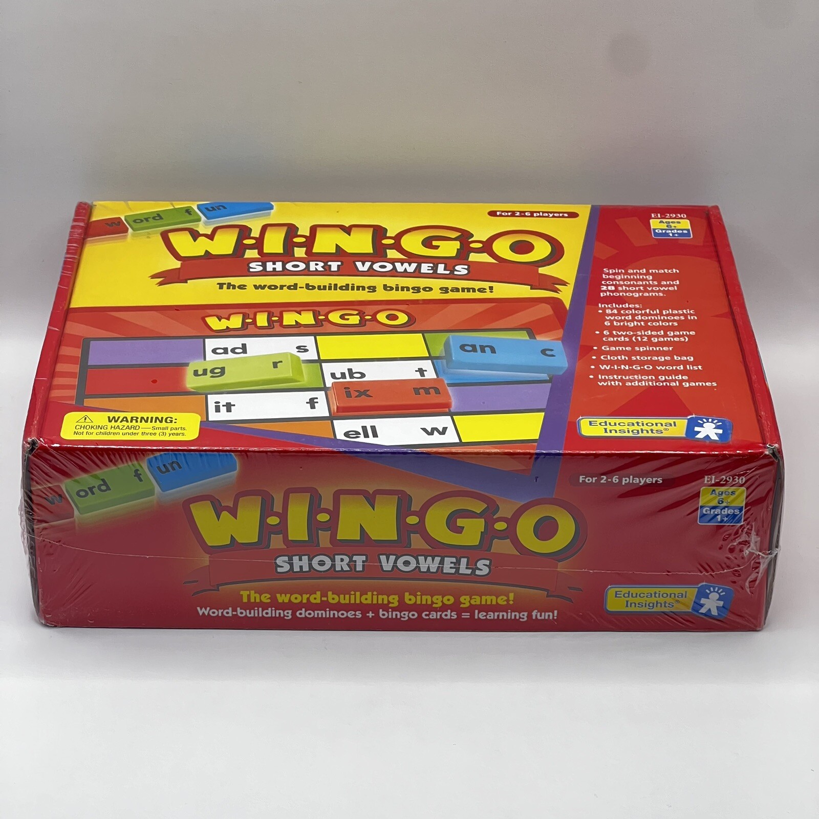 New! W.i.n.g.o. WINGO Short Vowels By Educational Insights Word Dominoes Bingo