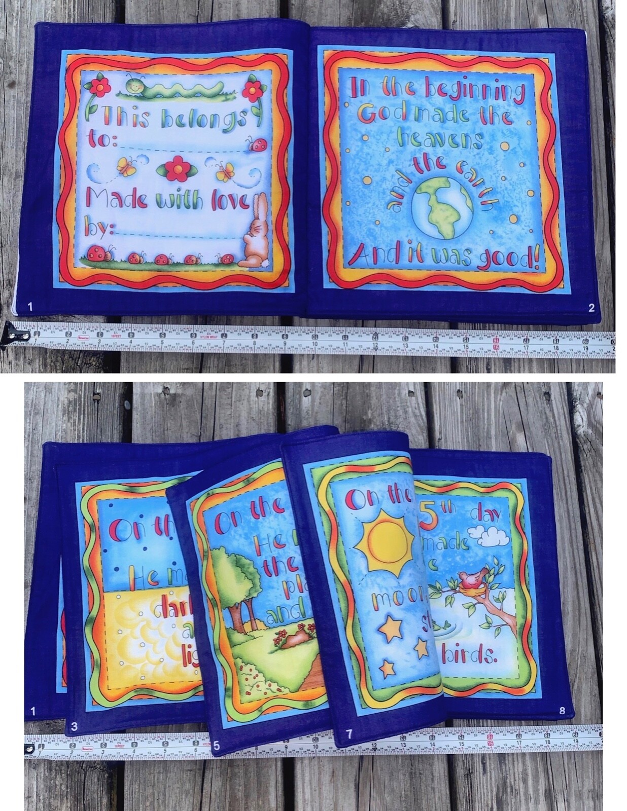 Fabric Quilted Soft Children’s Book Religious Genesis 1.1 In The Beginning