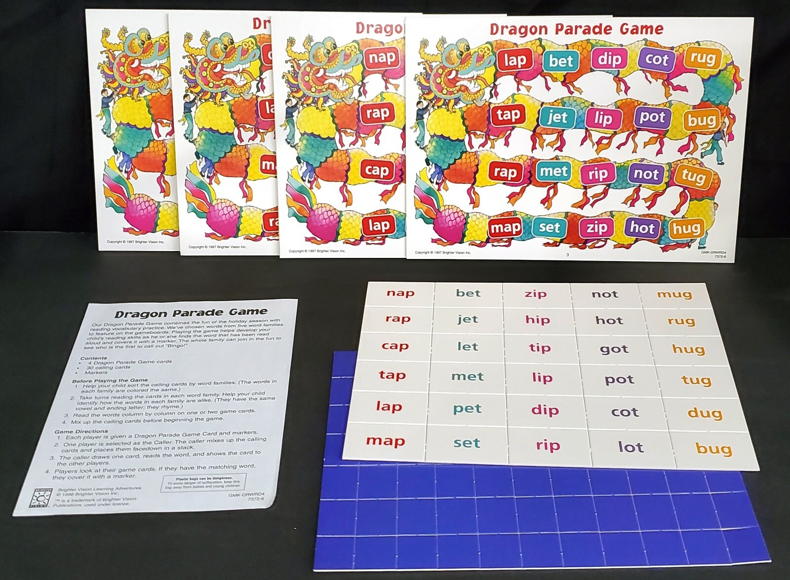 DRAGON PARADE BINGO GAME teach children learn to read 3-letter words home school