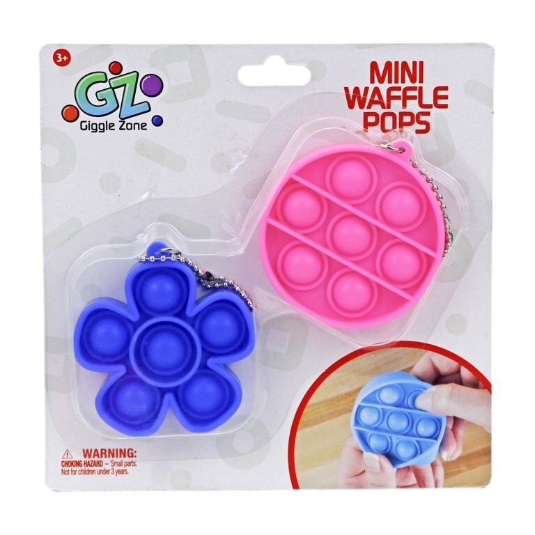 LOT of 2) Giggle Zone 2pk Mini Waffle Pops Keychain Popit Fidget Stress Reliever