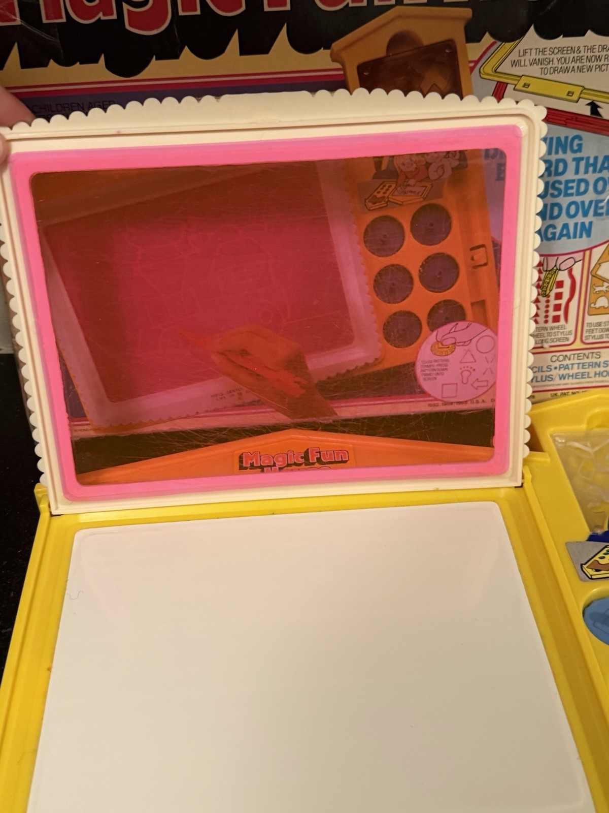 Vintage 1980s Magic Fun House Kids Drawing Board with Stencils Pattern Stamps