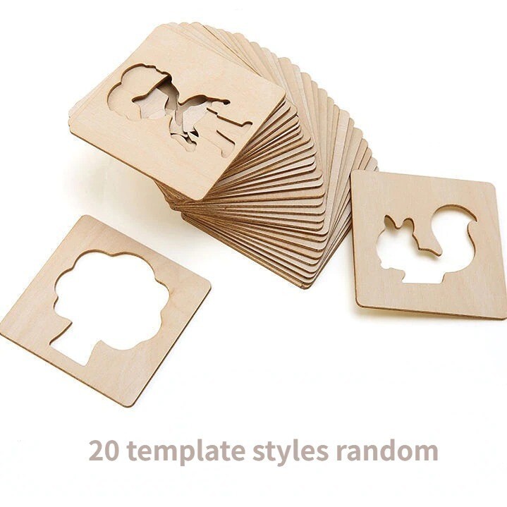 Kids Drawing Toys 20pcs Wooden DIY Painting Template Stencils Stencils Learning