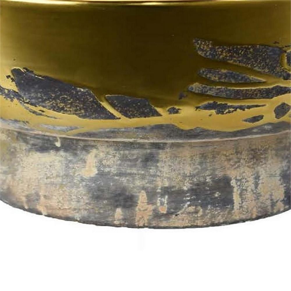 16 Inch Decorative Bowl- Distressed Gold Finish- Modern Aesthetic- Ceramic
