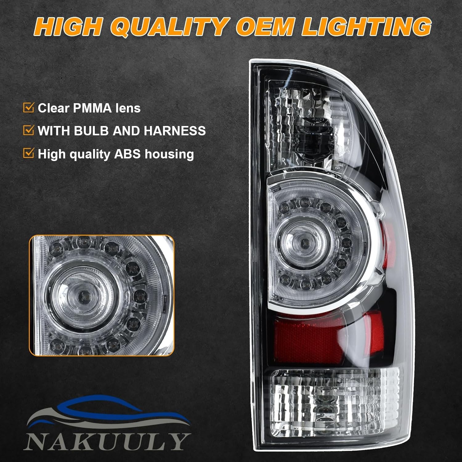 Tail Light Assembly Compatible With 2005-2015 Tacoma Pickup Driver and Passenger