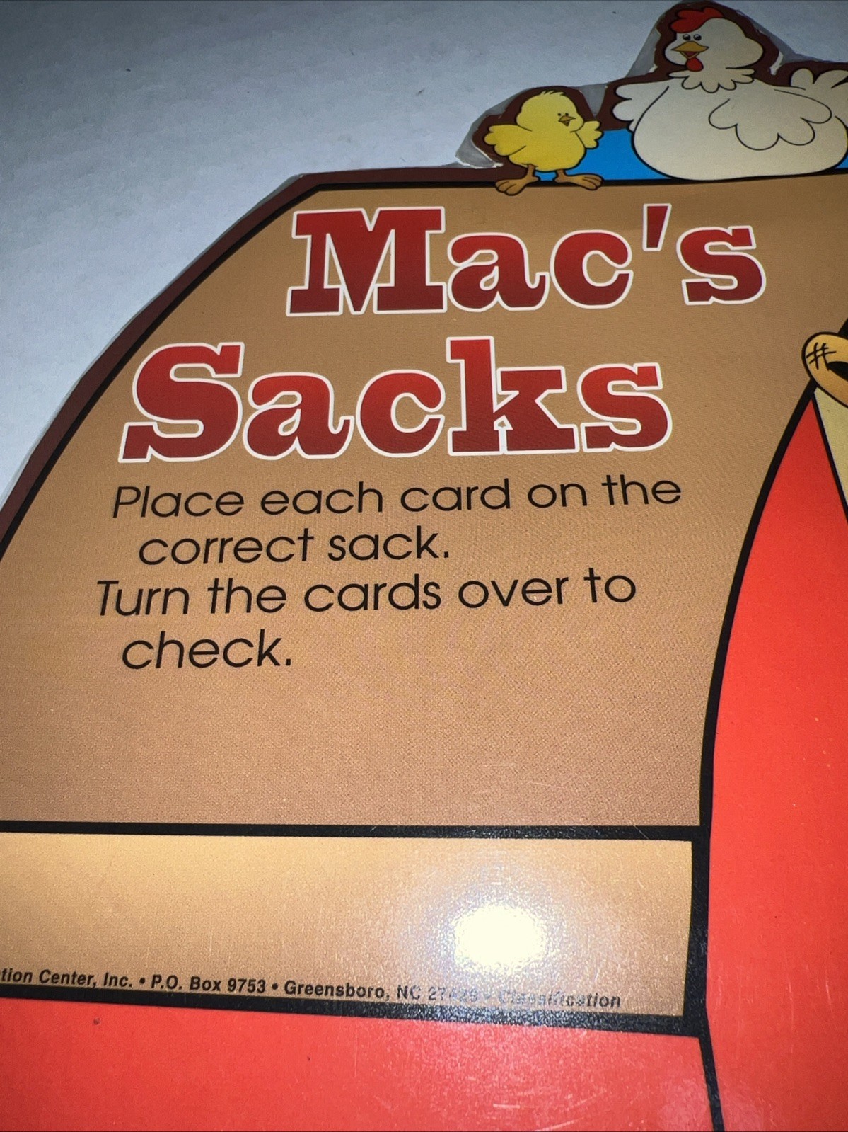 Mac’s Sacks Grades K-1 Category Game