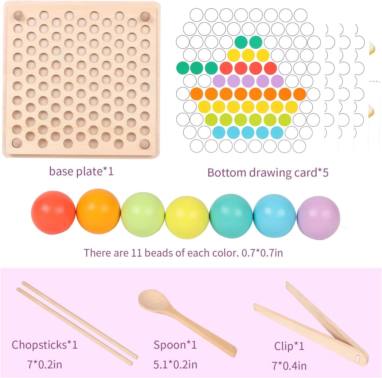 Montessori Wooden Bead Sorting Toy Color Matching Learning Educational Toy for T