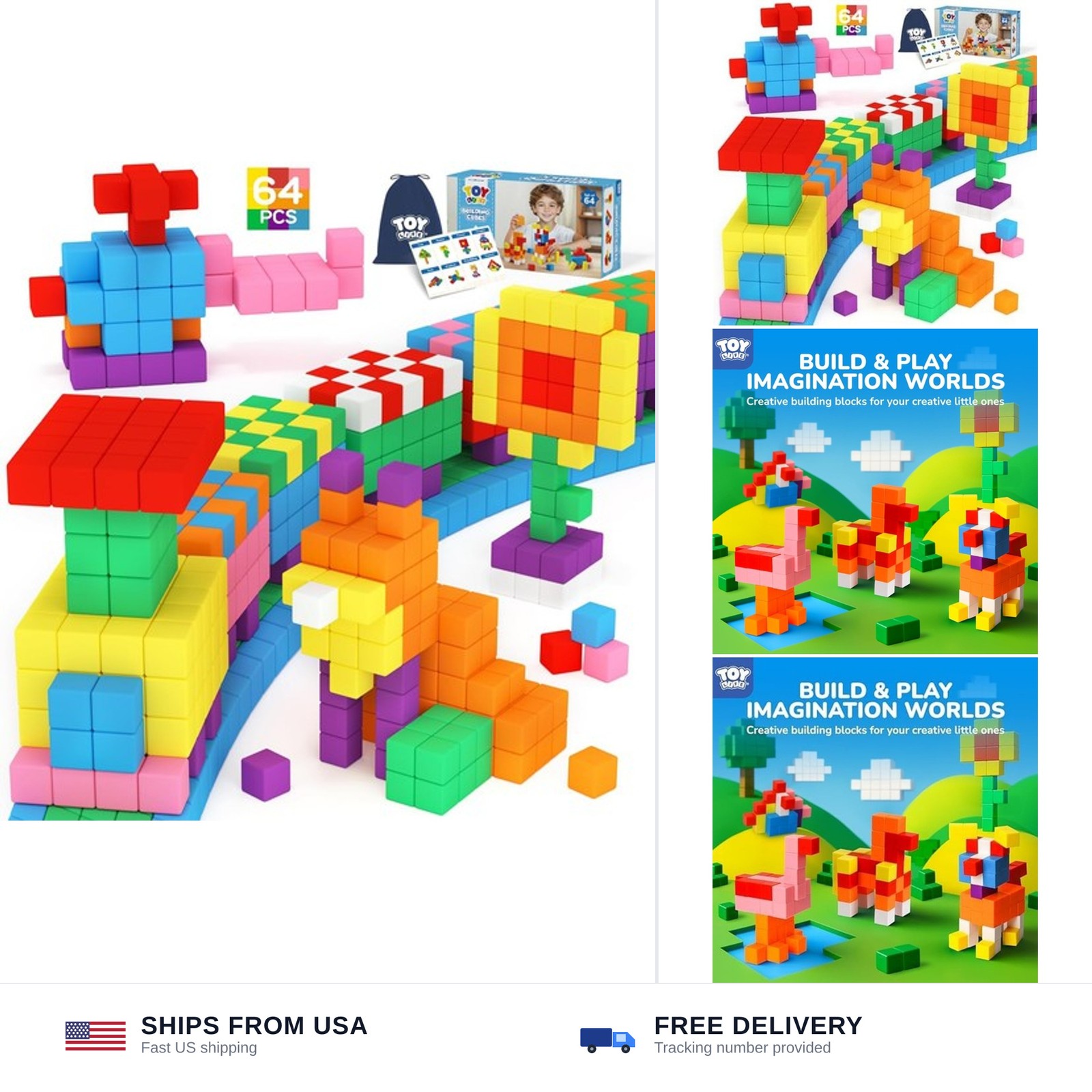 64PCS Magnetic Blocks, Magnetic Building Blocks for Kids Ages 3 4 5 6 Year Ol…