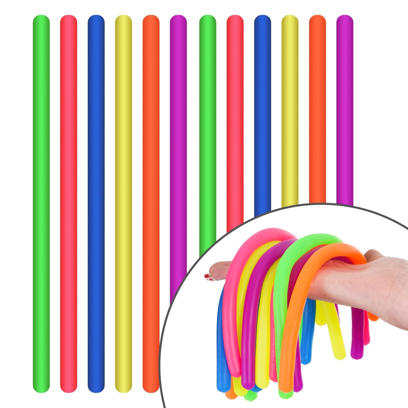 Rtinsd String Noodles Toys Large 12 pcs Stress Stretchy Strings 10.2 inches