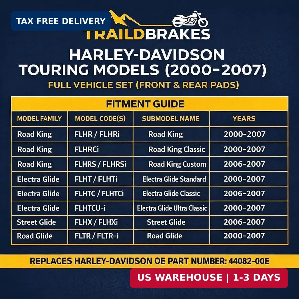 Traild Harley Touring Ceramic Brake Pads 2000-2007 Road King Classic Custom Stre