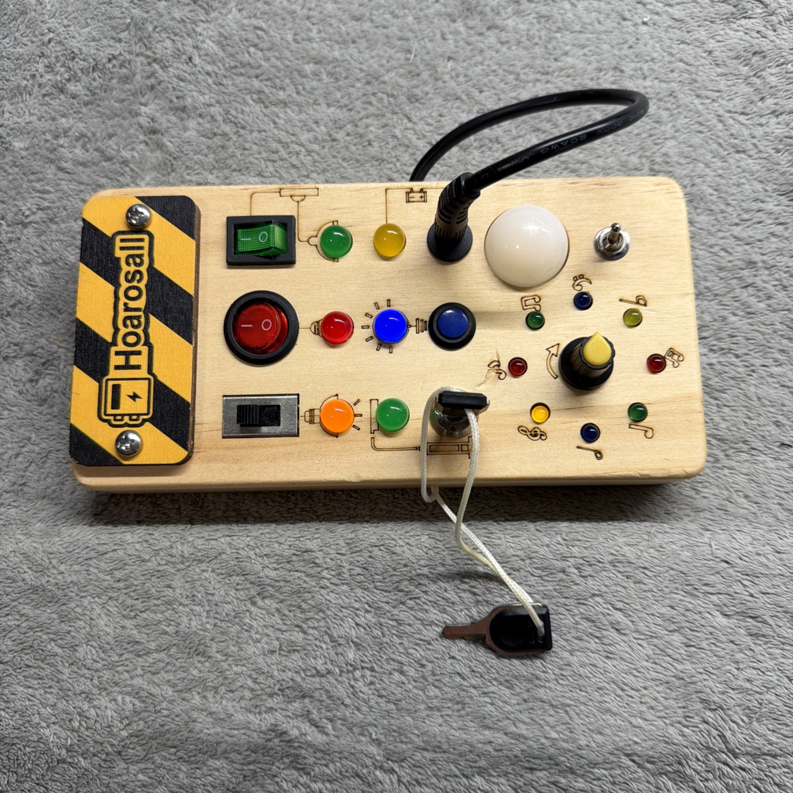 Handcrafted Montessori Busy Board for Ages 1+, 8 LED Lights for Sensory Learning