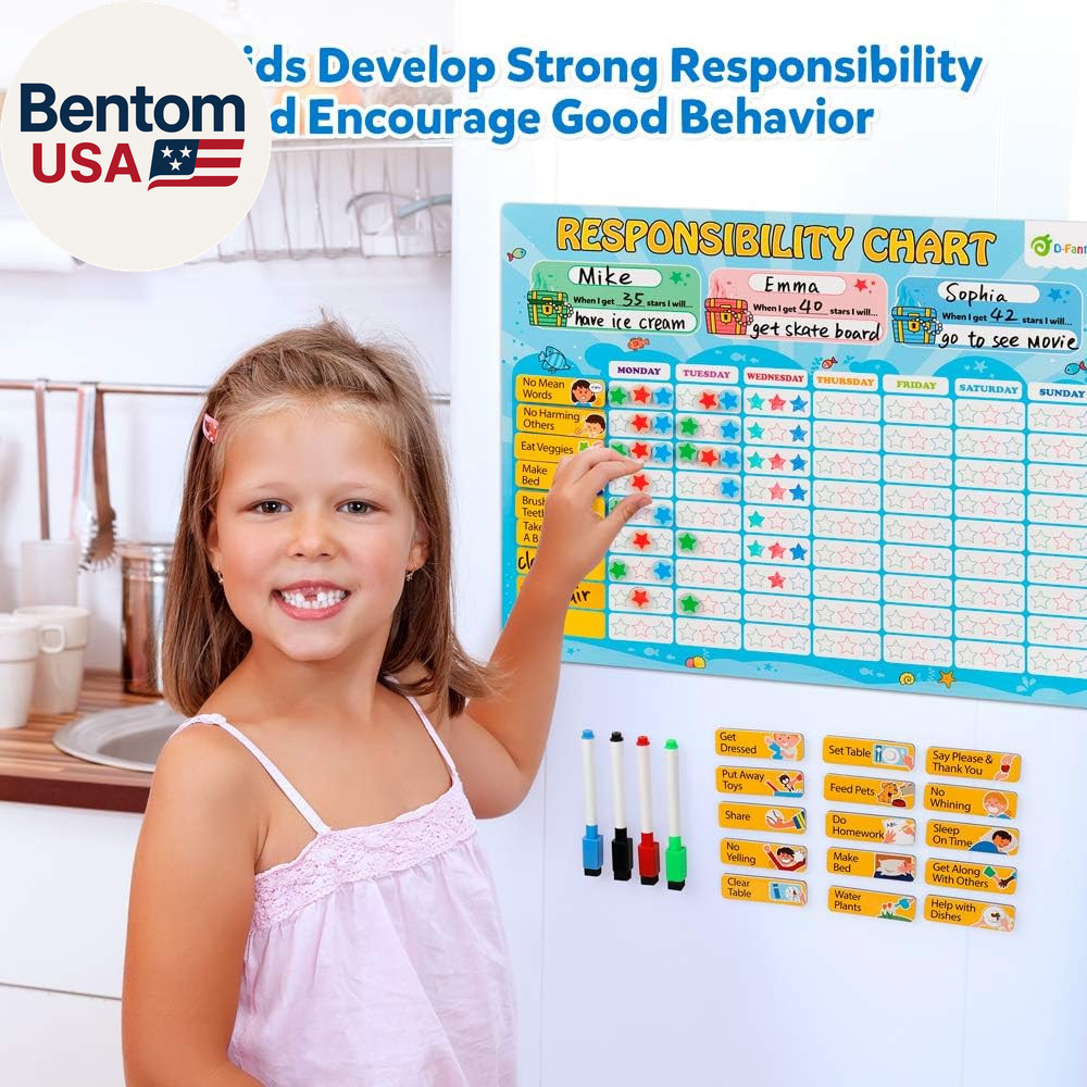 Magnetic Responsibility Chart, Chore Chart for Multiple Kids, My Star Reward Cha