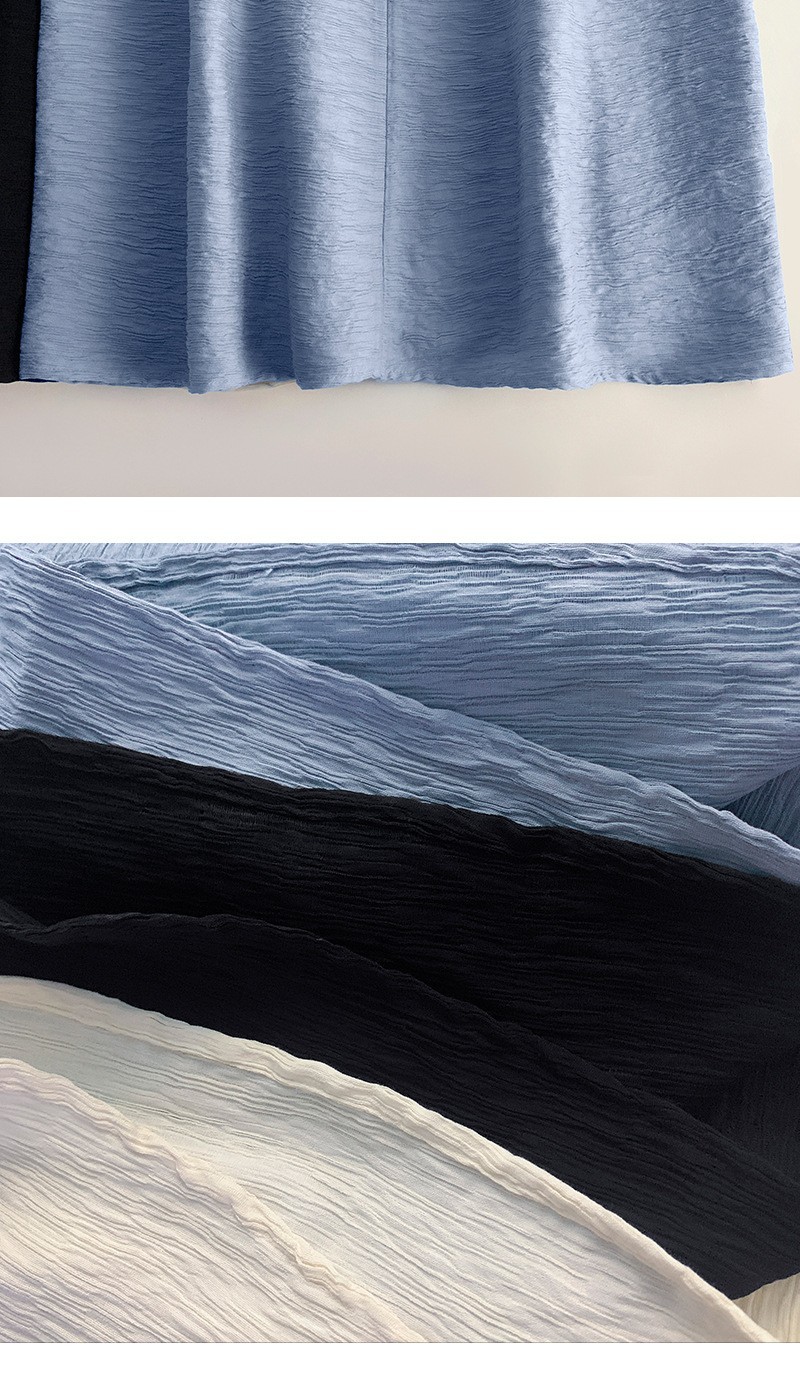 Elegant and textured pleated waist length dress with aura level