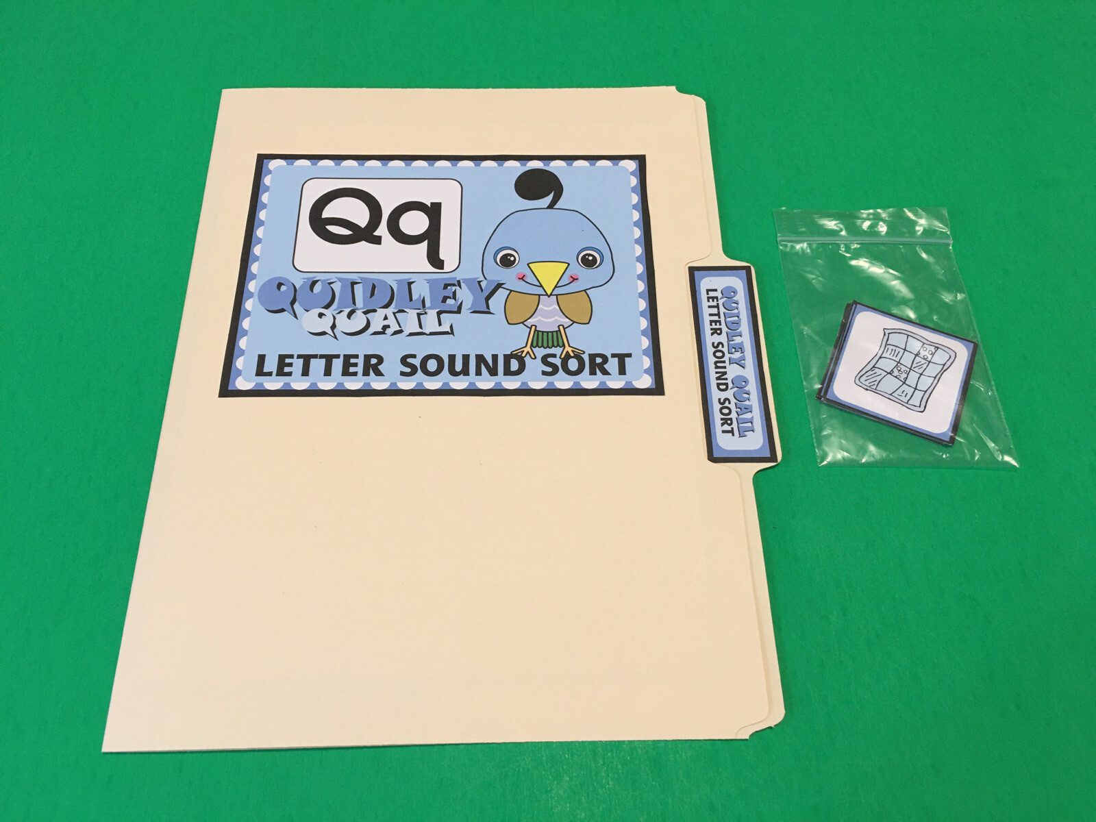 Quidley Quail – Letter Qq – DIY File Folder game – Printed / Uncut