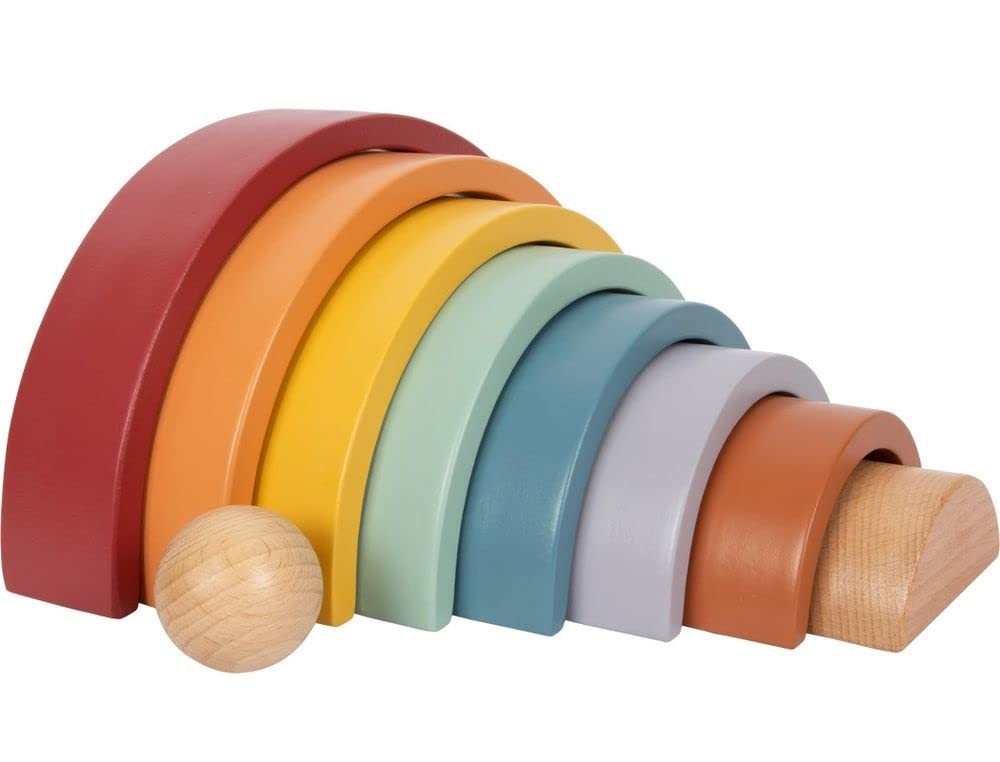 small foot Wooden Building Blocks Rainbow Safari, motor skills toy with 8 shapes