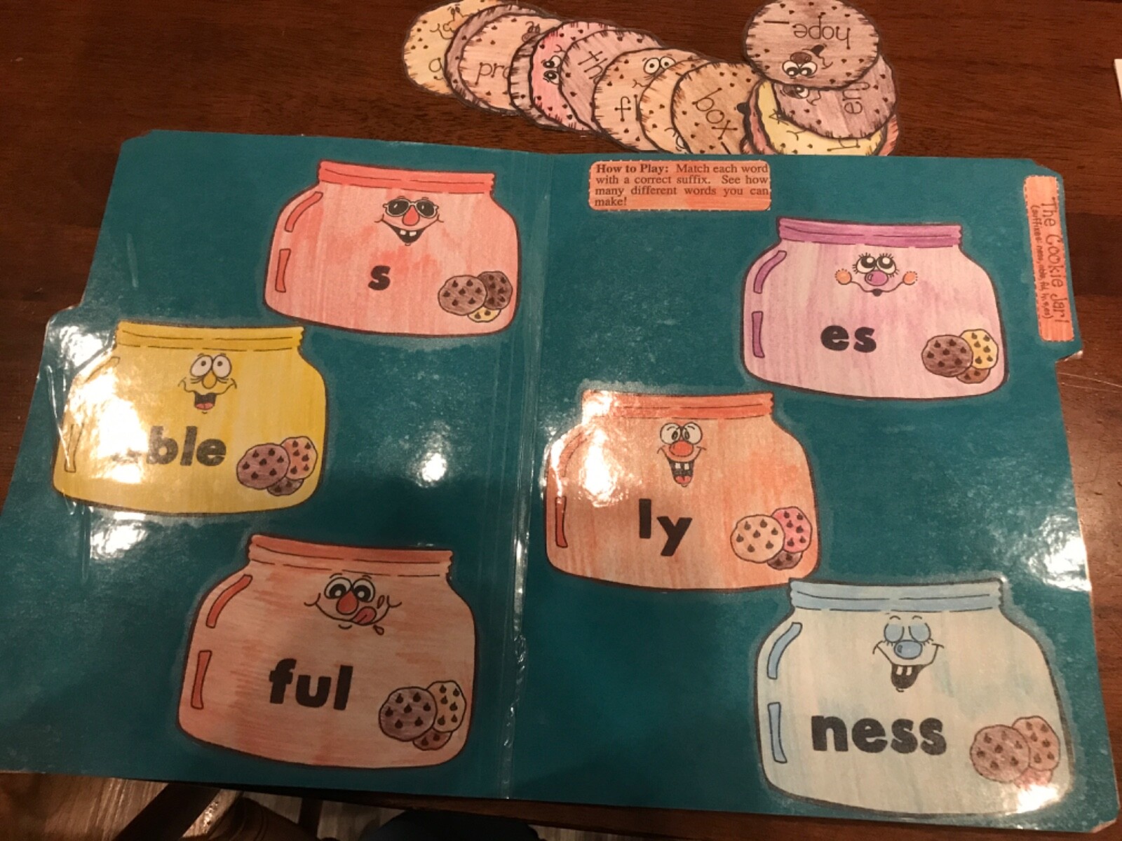 The Cookie jar!! Suffixes 2nd grade language arts file folder game