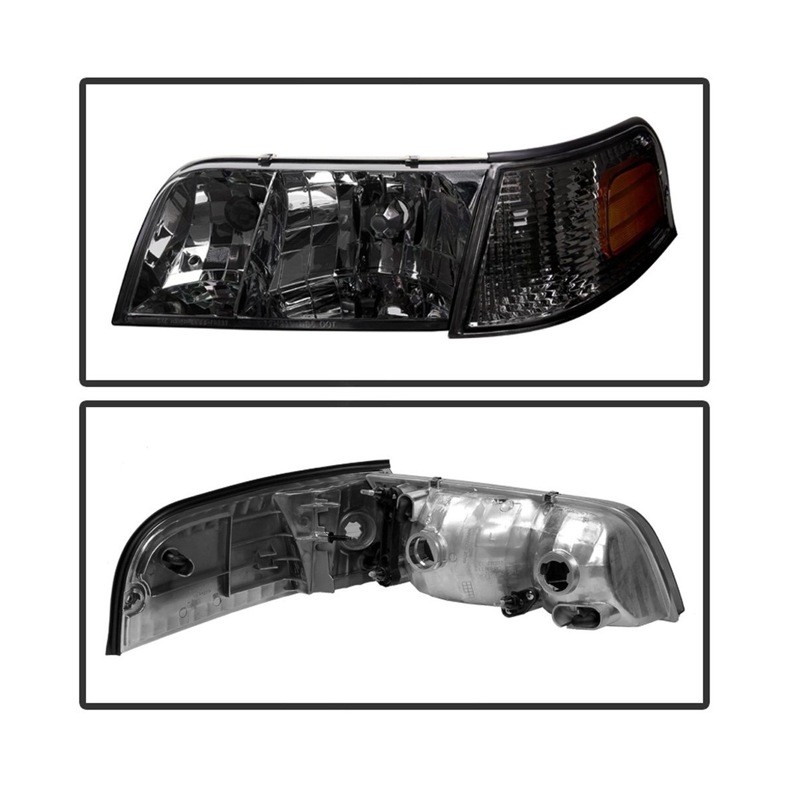 ACANII – For 1998-2011 Ford Crown Victoria Smoked Lens 4pcs Headlights w/Corn…