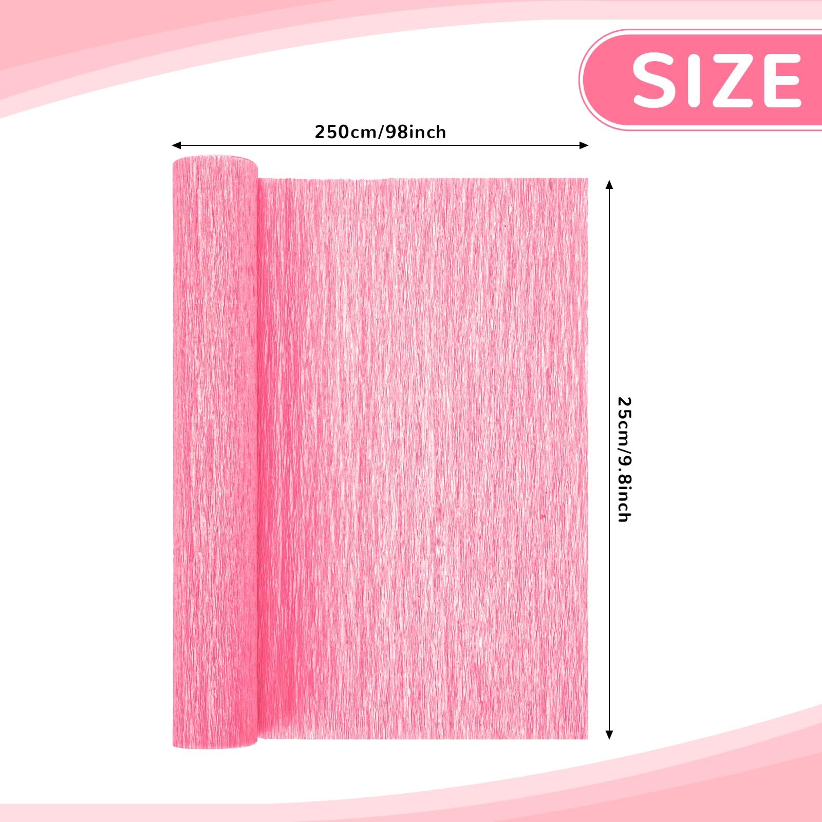 Crepe Paper Streamers 2 Rolls, 10 x 98Inch Sheets for DIY Pink